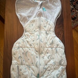 Love to dream gray and white moonprint swaddle sleep sack